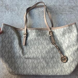 Michael Kors Cream and Tan Signature Tote